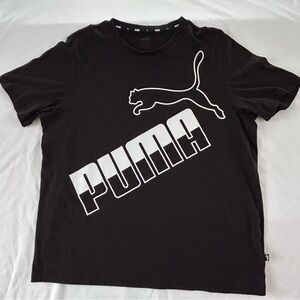 PUMA Black T-Shirt Black Lettering Size XL